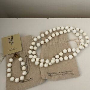 White Onyx Beaded Necklace and Bracelet set. Purchased local artisan in Greece.